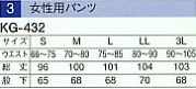 KG432 女子用パンツのサイズ画像