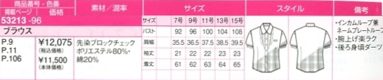 53213 ブラウスのサイズ画像