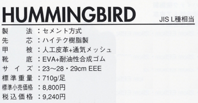 HB22 ハミングバードのサイズ画像