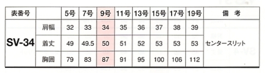 FV3044 ベスト(事務服)のサイズ画像