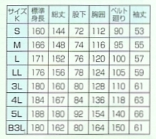1319 ツナギ(オレンジ)のサイズ画像