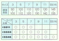 3333 ツナギ(赤3才～9才)のサイズ画像