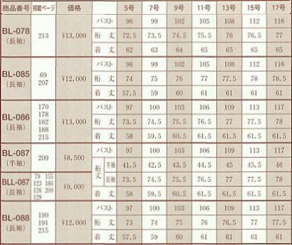 BL078 長袖ブラウスのサイズ画像