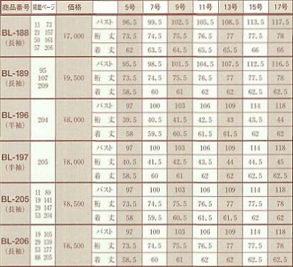 BL188 長袖ブラウスのサイズ画像
