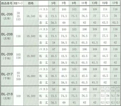 BL218 長袖ブラウスのサイズ画像