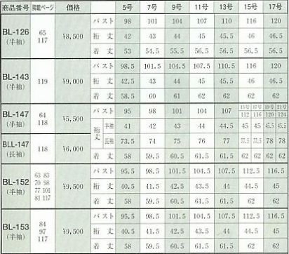 BLL147 長袖ブラウスのサイズ画像
