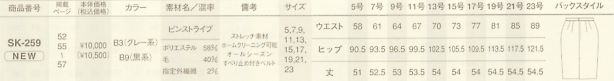 SK259 スカートのサイズ画像