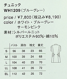 WH1209 チュニック(廃番)のサイズ画像