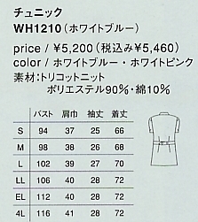 WH1210 チュニック(廃番)のサイズ画像