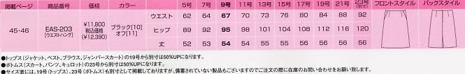 EAS203 スカート(12廃番)のサイズ画像