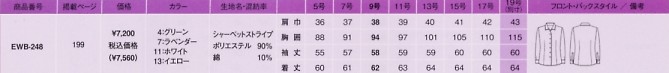 EWB248 シャツブラウス(長袖)のサイズ画像
