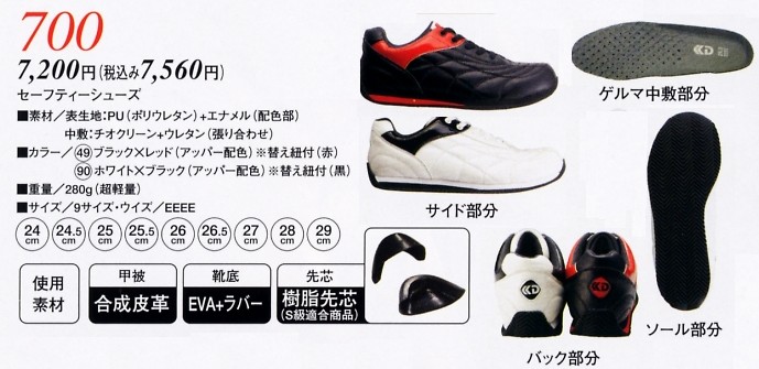 700 セーフティーシューズのサイズ画像