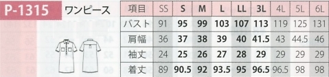 P1315 ワンピースのサイズ画像