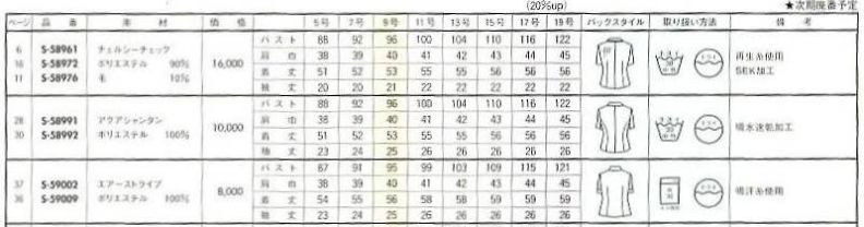 S58976 オーバーブラウスのサイズ画像