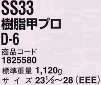 1825580 安全靴SS33樹脂甲プロのサイズ画像