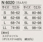 N6020-3L-6L 女性スラックス3L-6Lのサイズ画像