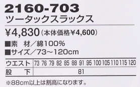 2160-703 ツータックスラックス(廃番)のサイズ画像