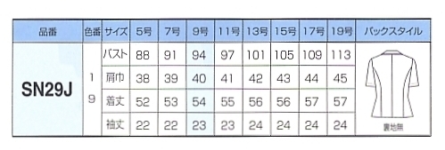 SN29J オーバーブラウス(10廃番)のサイズ画像