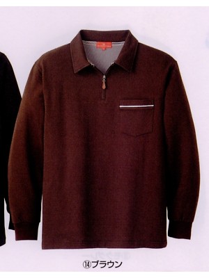コーコス CO-COS,GW1388,ジップ長袖ポロシャツの写真です