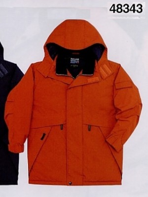 自重堂(JICHODO),48343,防水防寒コート(フード)の写真は2025-26最新カタログ443ページに掲載されています。