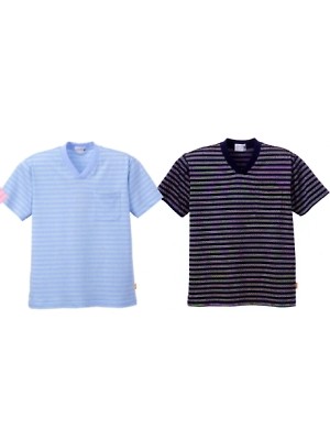 シャロレー（児島）　介護・福祉・医療・保育士スタッフ,7075,半袖VネックTシャツ(廃番)の写真です