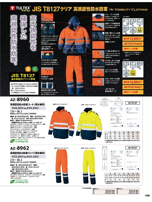 アイトス ＨｅｒｏｓＵｎｉｆｏｒｍ,AZ8960,高視認性防水防寒コートの写真は2025-26最新のオンラインカタログの196ページに掲載されています。