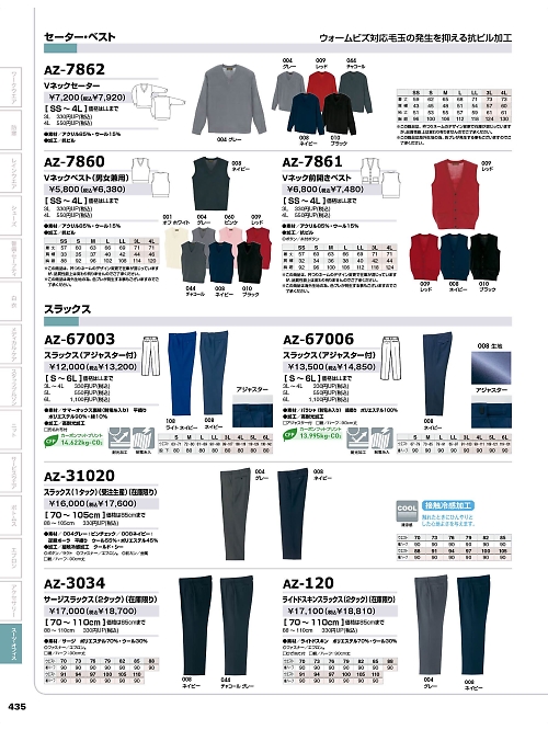 アイトス ＨｅｒｏｓＵｎｉｆｏｒｍ,AZ7860,Vネックベスト(軽防寒)の写真は2025-26最新のオンラインカタログの435ページに掲載されています。