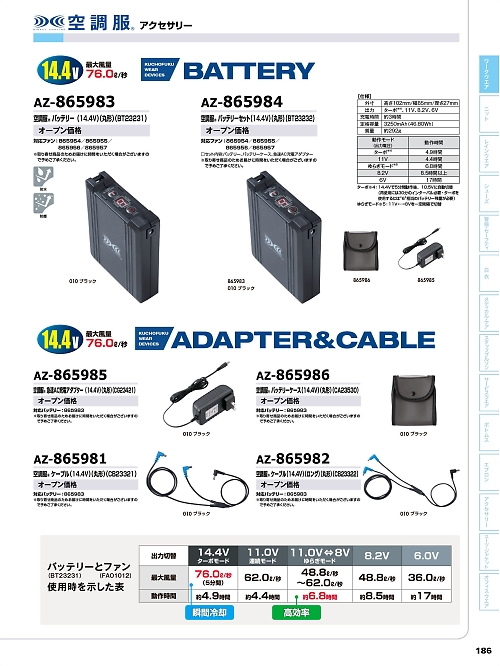 アイトス ＨｅｒｏｓＵｎｉｆｏｒｍ,AZ865981,ケーブル(丸型)の写真は2026最新カタログ186ページに掲載されています。