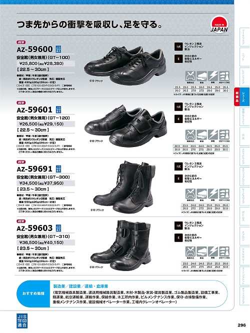 アイトス ＨｅｒｏｓＵｎｉｆｏｒｍ,AZ59603,安全靴(GT310)の写真は2026最新カタログ296ページに掲載されています。