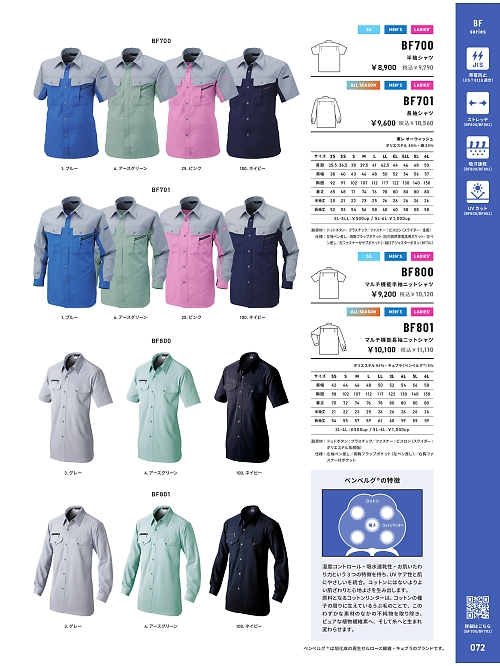 アルト TOUGH,BF800 マルチ機能半袖ニットシャツの写真は2026最新オンラインカタログ72ページに掲載されています。