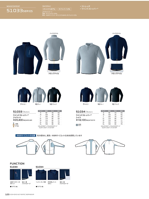 アサヒチョウ ASAHICHO WORKWEAR,51033 インナージャケットの写真は2025-26最新オンラインカタログ123ページに掲載されています。