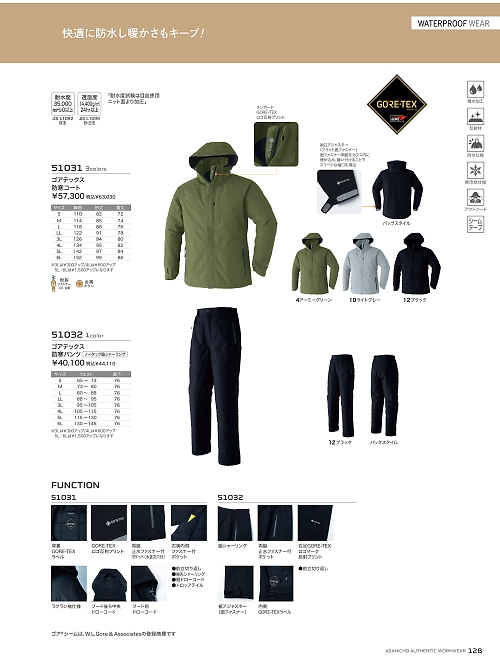 アサヒチョウ ASAHICHO WORKWEAR,51031 ゴア防寒コートの写真は2025-26最新オンラインカタログ128ページに掲載されています。