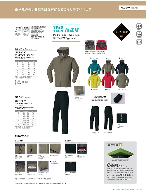 アサヒチョウ ASAHICHO WORKWEAR,51040,ゴアテックスオールウエザージャケットの写真は2026最新カタログ132ページに掲載されています。