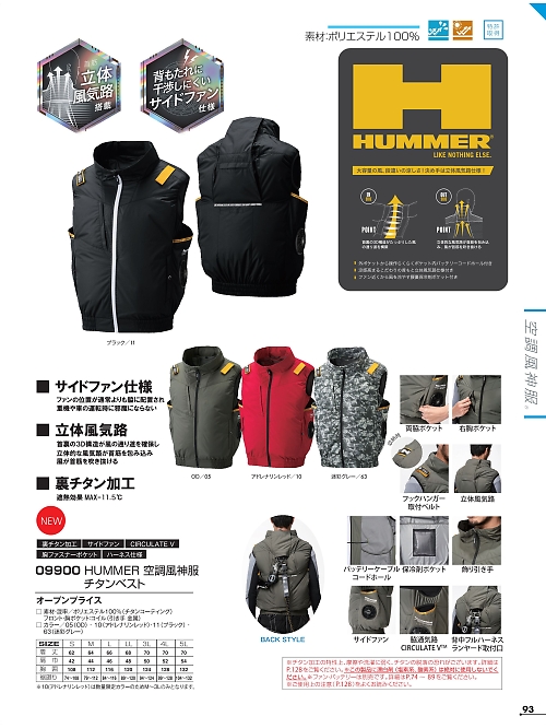 アタックベース ATACK BASE,09900 HAMMERベスト(空調服)の写真は2025最新オンラインカタログ93ページに掲載されています。