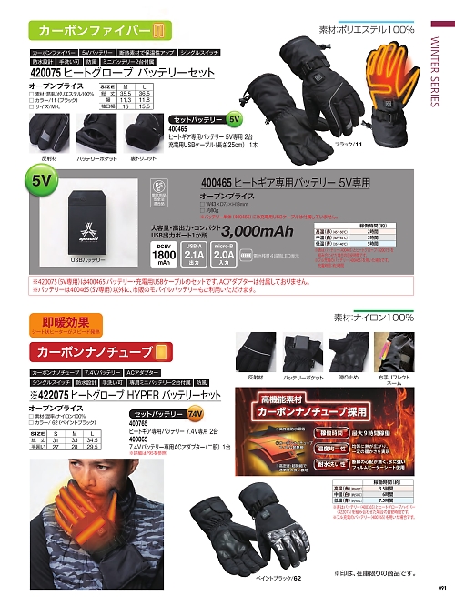 アタックベース ATACK BASE,422075 ヒートグローブハイパーの写真は2025-26最新オンラインカタログ91ページに掲載されています。