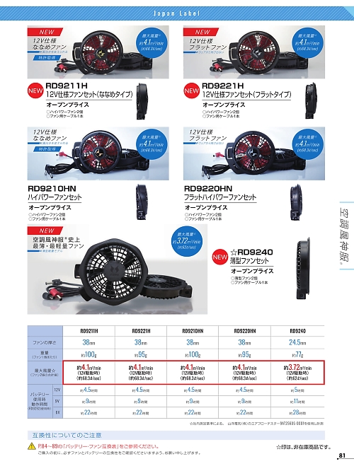 アタックベース ATACK BASE,RD9220HN ファンセットフラットタイプの写真は2026最新オンラインカタログ81ページに掲載されています。