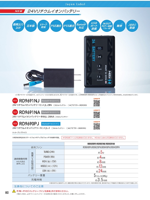 ビッグボーン ｂｉｇｂｏｒｎ,RD9690PJ バッテリーセットの写真は2026最新オンラインカタログ80ページに掲載されています。