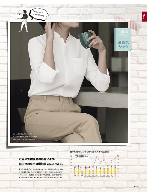 ボンマックス BONMAX,FB4579U 高通気スタンドカラーシャツの写真は2026最新オンラインカタログ3ページに掲載されています。