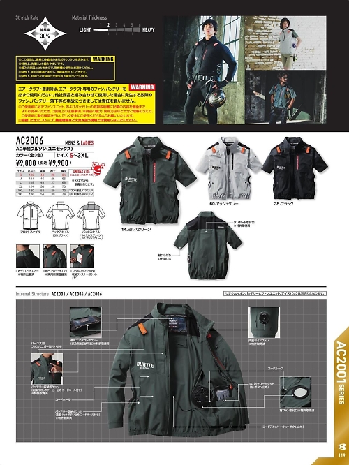 バートル(BURTLE),AC2006,半袖ブルゾン(空調服)の写真は2024最新カタログ119ページに掲載されています。