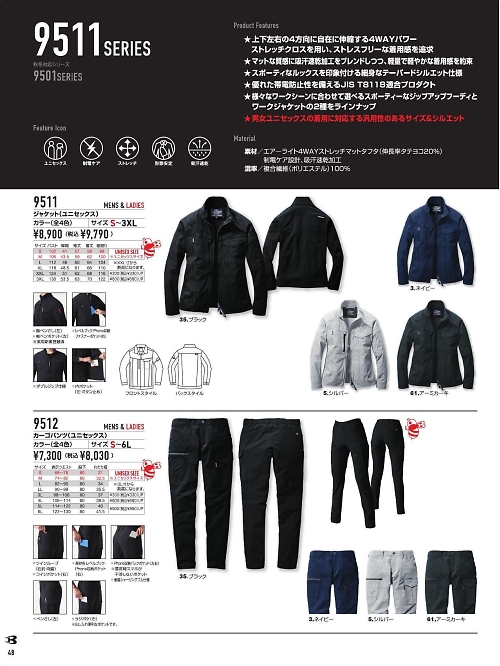 バートル(BURTLE),9511 ジャケットの写真は2025最新オンラインカタログ48ページに掲載されています。