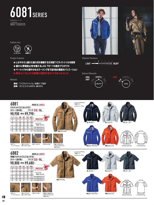 バートル(BURTLE),6081,ジャケットの写真は2026最新のオンラインカタログの28ページに掲載されています。