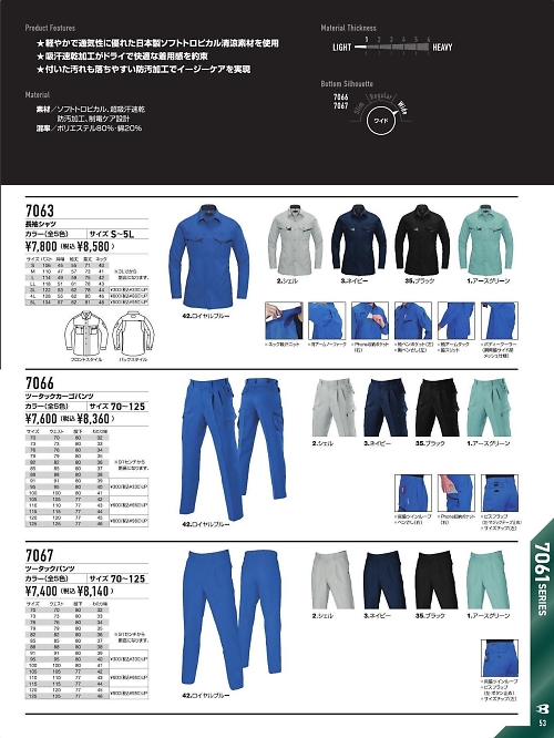 バートル(BURTLE),7066,ツータックカーゴパンツの写真は2026最新のオンラインカタログの53ページに掲載されています。