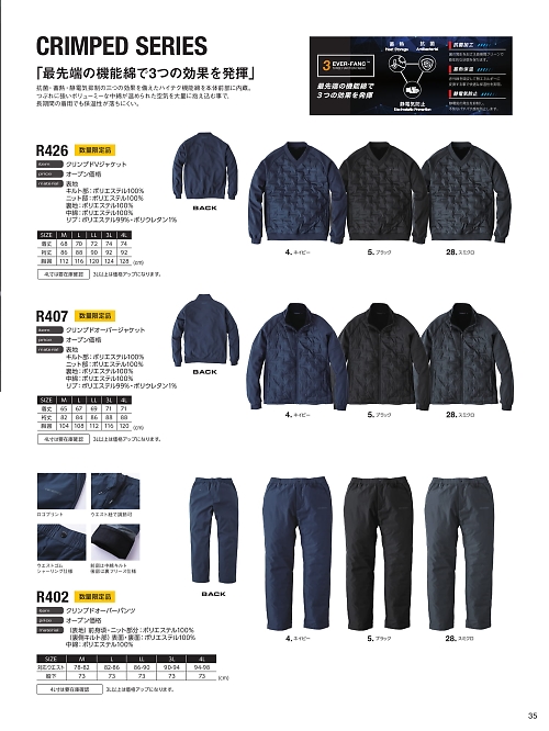 EvenRiver(イーブンリバー) かっこいい作業服,R402,オーバーパンツの写真は2025-26最新カタログ35ページに掲載されています。