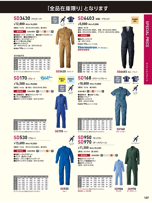 ソルディ ＳｕｎＤｉｓｋ [日の丸繊維],SD6403 サーモトロン続服(ブラック)の写真は2026最新オンラインカタログ137ページに掲載されています。