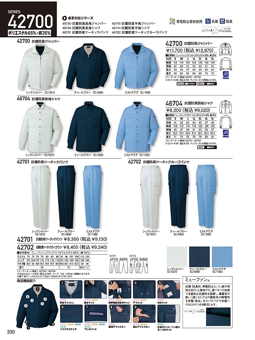 自重堂・JAWIN・制服百科,42700 長袖ジャンパー(秋冬物)の写真は2023-24最新オンラインカタログ330ページに掲載されています。