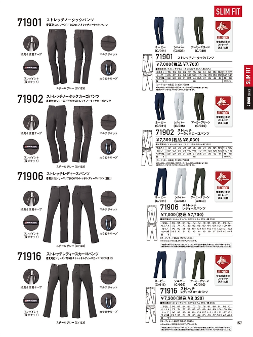 自重堂(JICHODO),71902 ノータックカーゴパンツの写真は2025-26最新オンラインカタログ157ページに掲載されています。