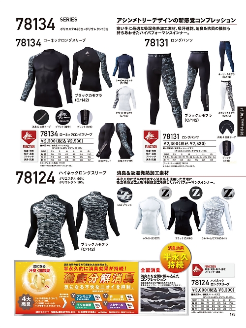 自重堂(JICHODO),78134 ローネックロングスリーブの写真は2025-26最新オンラインカタログ195ページに掲載されています。