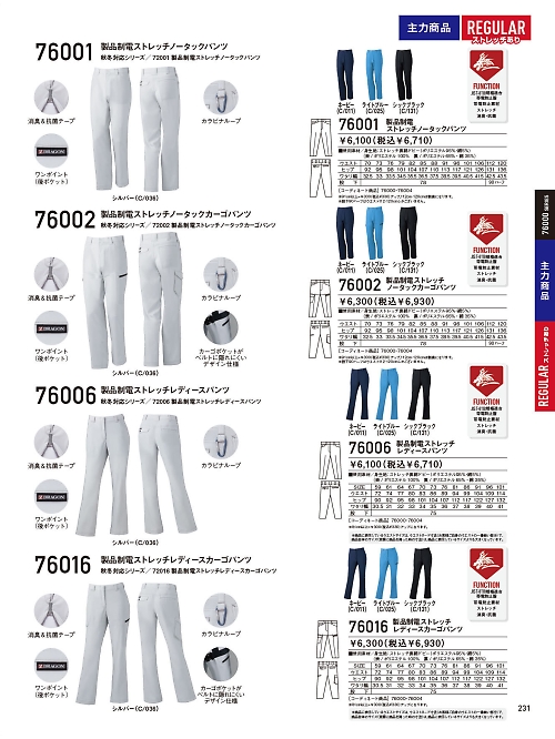 自重堂(JICHODO),76002,ストレッチノータックカーゴパンツの写真は2026最新カタログ231ページに掲載されています。