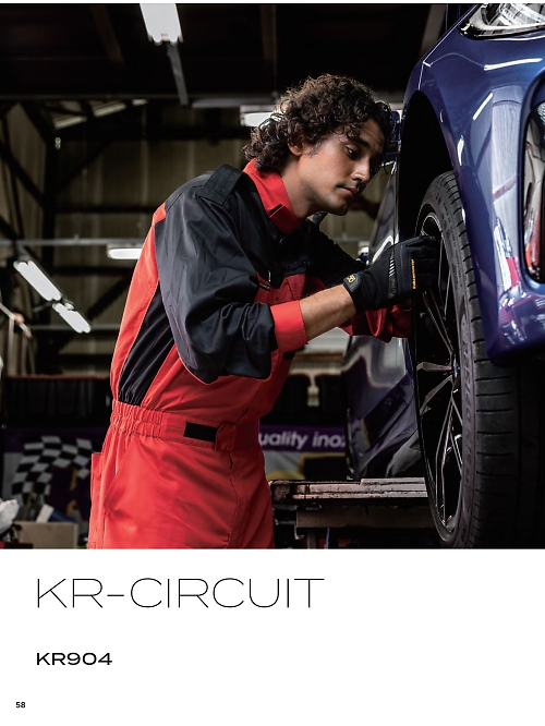 ＫＵＲＥ(クレヒフク),KR904,長袖ピットスーツの写真は2026最新のオンラインカタログの58ページに掲載されています。