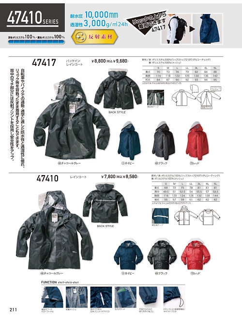 クロダルマ ＫＵＲＯＤＡＲＵＭＡ,47417,バックインレインコートの写真は2025-26最新カタログ211ページに掲載されています。